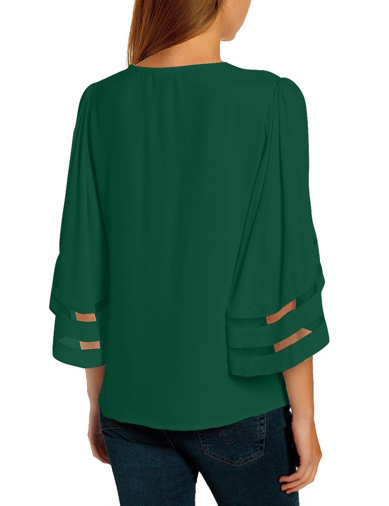 LookbookStore Green Tops for Women Saint Patricks Day Shirt 2024 Summer Lucky Green Bell Sleeve Blouse Saint Patrick's Day Outfits for Women Tops Dressy Casual Size XL Size 16 18 - Image 2